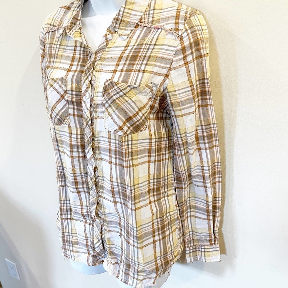 Free People We The Free Park Ranger Plaid Top XS - Picture 6 of 15